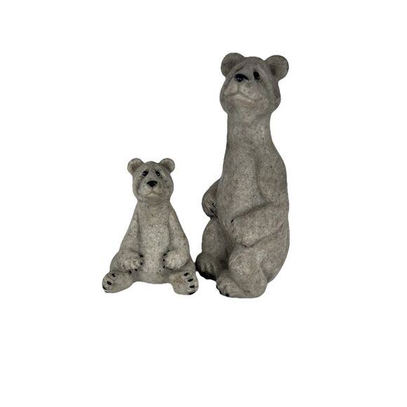Vintage Bear Figurines Quarry Critters Set Of 2 Billy & Boo Cabin Decor - Picture 1 of 12